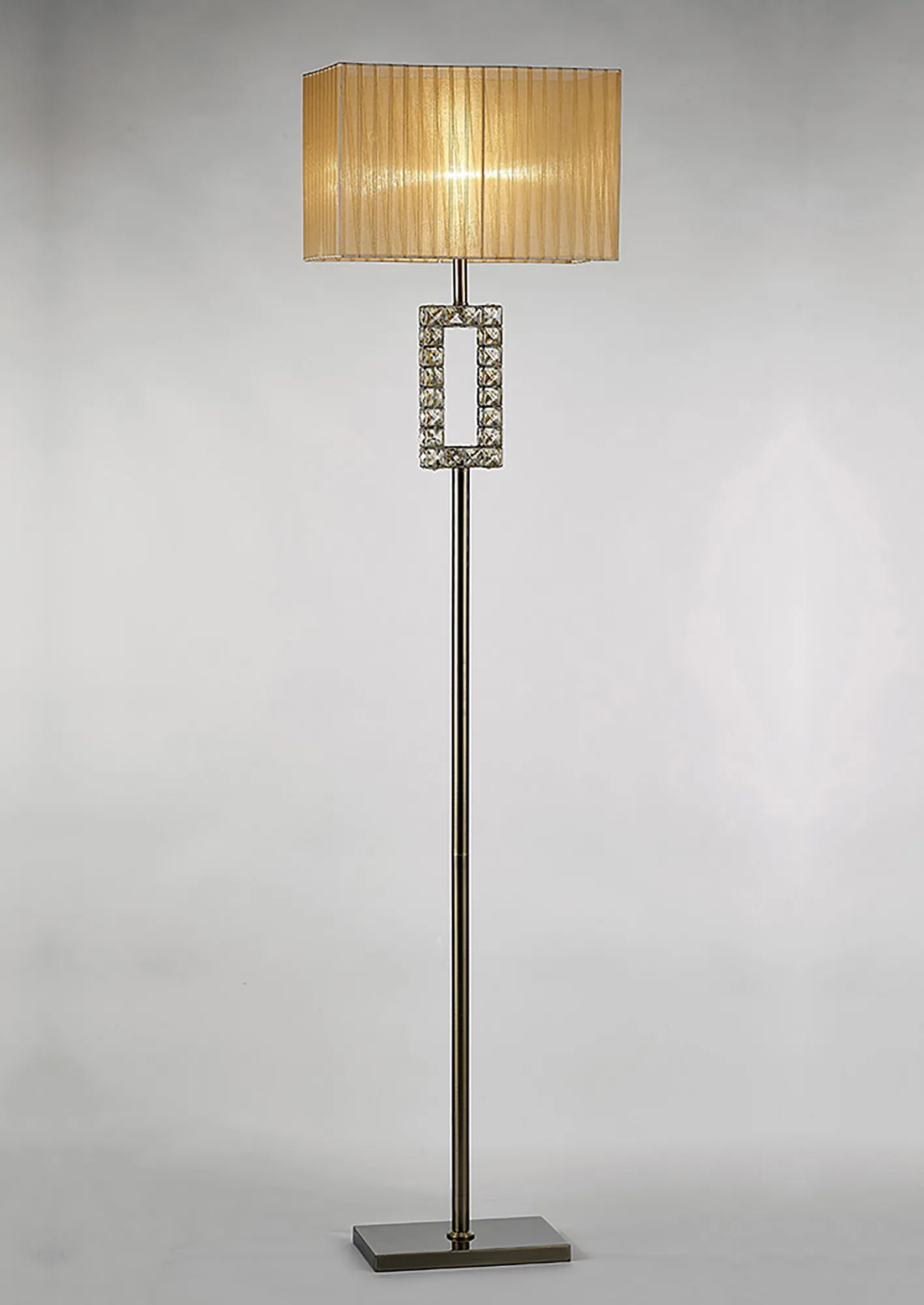 Florence Antique Brass Crystal Floor Lamps Diyas Shaded Floor Lamps